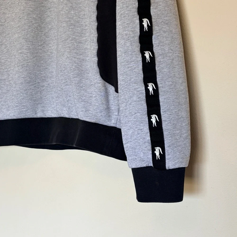 Lacoste Gray Crewneck Colorblock Logo Fleece Sweatshirt Mens 4 Medium Sporty